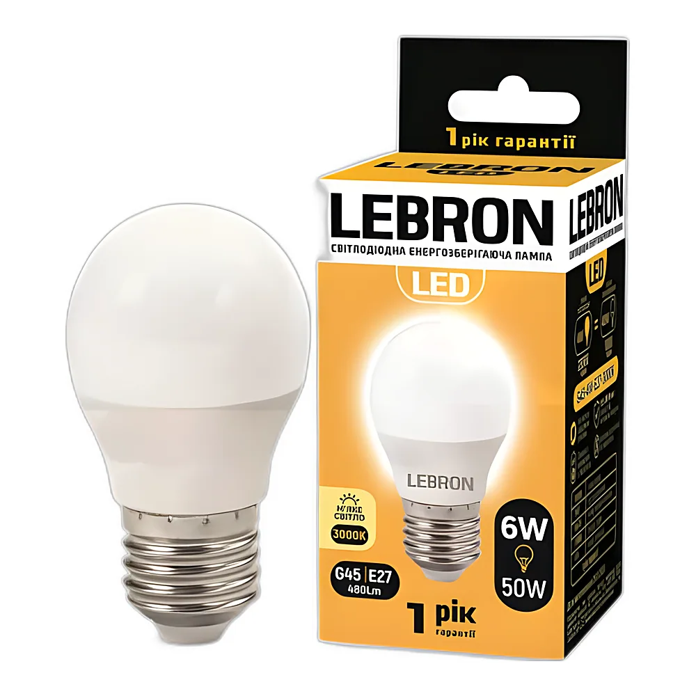 LED-лампа LEBRON L-G45 6W E27 3000K 11-12-49-2