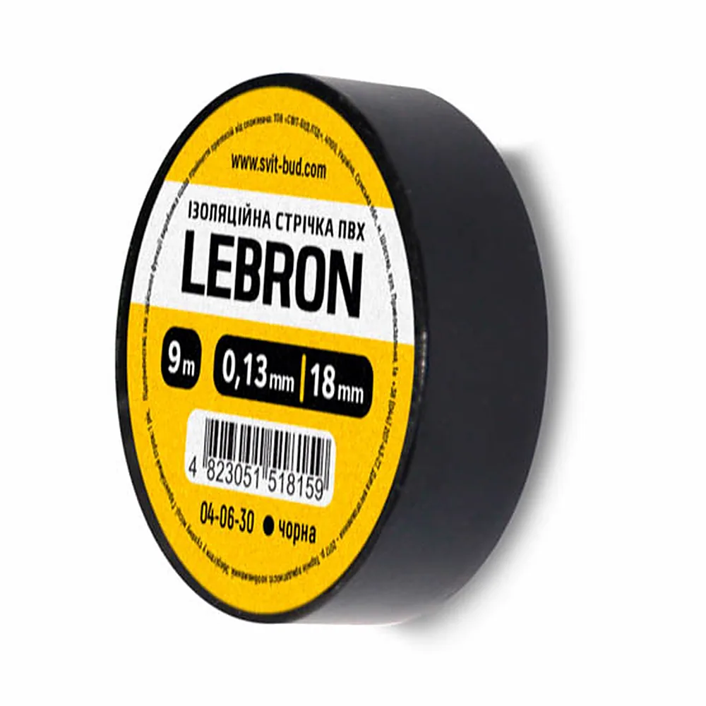 Ізострічка LEBRON ПВХ 18мм 27м чорна 67-01-51