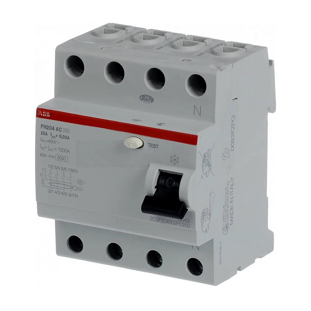 Диференційний вимикач (ПЗВ) FH204AC-25/0,03, 25А, 4Р, 30mA, тип AC, ABB