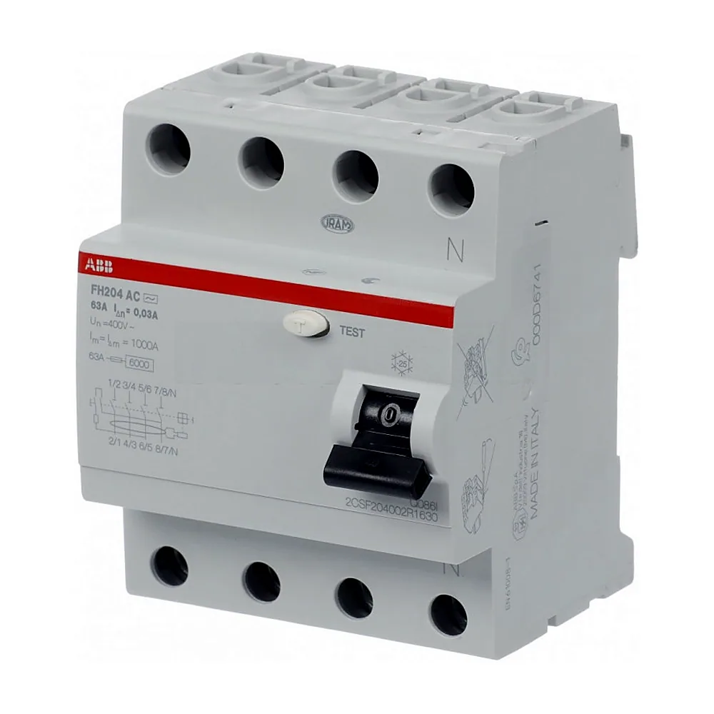 Пристрій захисного відключення ABB FH200 FH204AC-63/0,03 4P 63А 30мА AC 2CSF204002R1630