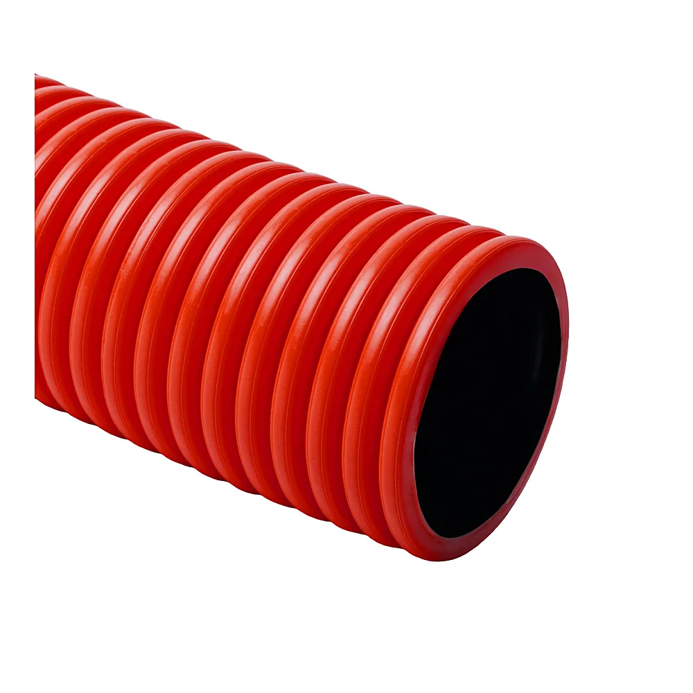 Труба КОПОС гофрована гнучка двошарова KOPOFLEX 63 мм HDPE червона з протяжкою з муфтою KF 09063_BA