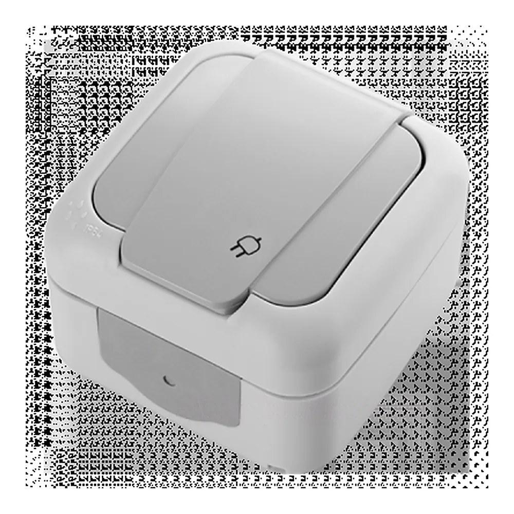 Розетка VI-KO Palmiye накладна з з/к з кришкою IP54 сіра 90555508