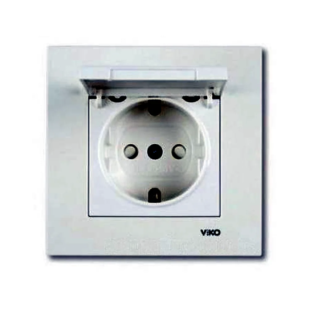 Розетка VI-KO Karre 1-на з з/к з кришкою біла 90960012