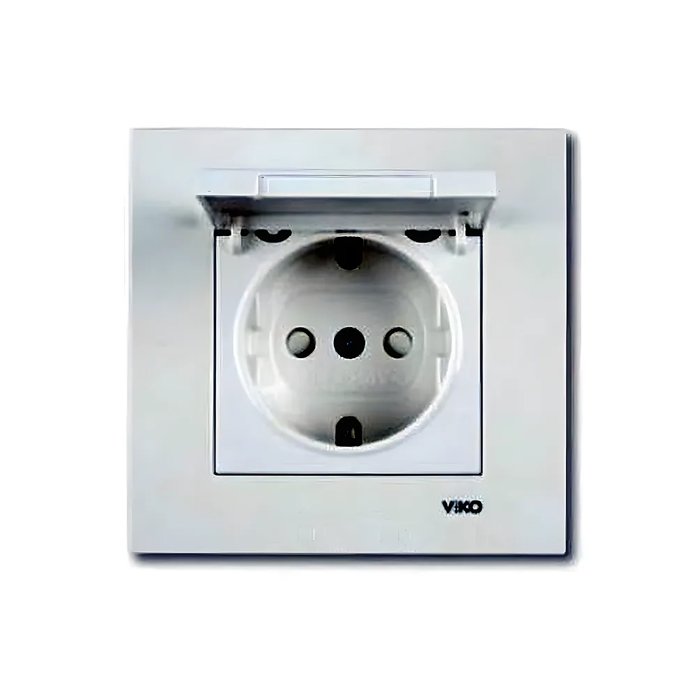 Розетка Karre 1-постова з заземленням з кришкою біла (12 шт) VI-KO 90960012
