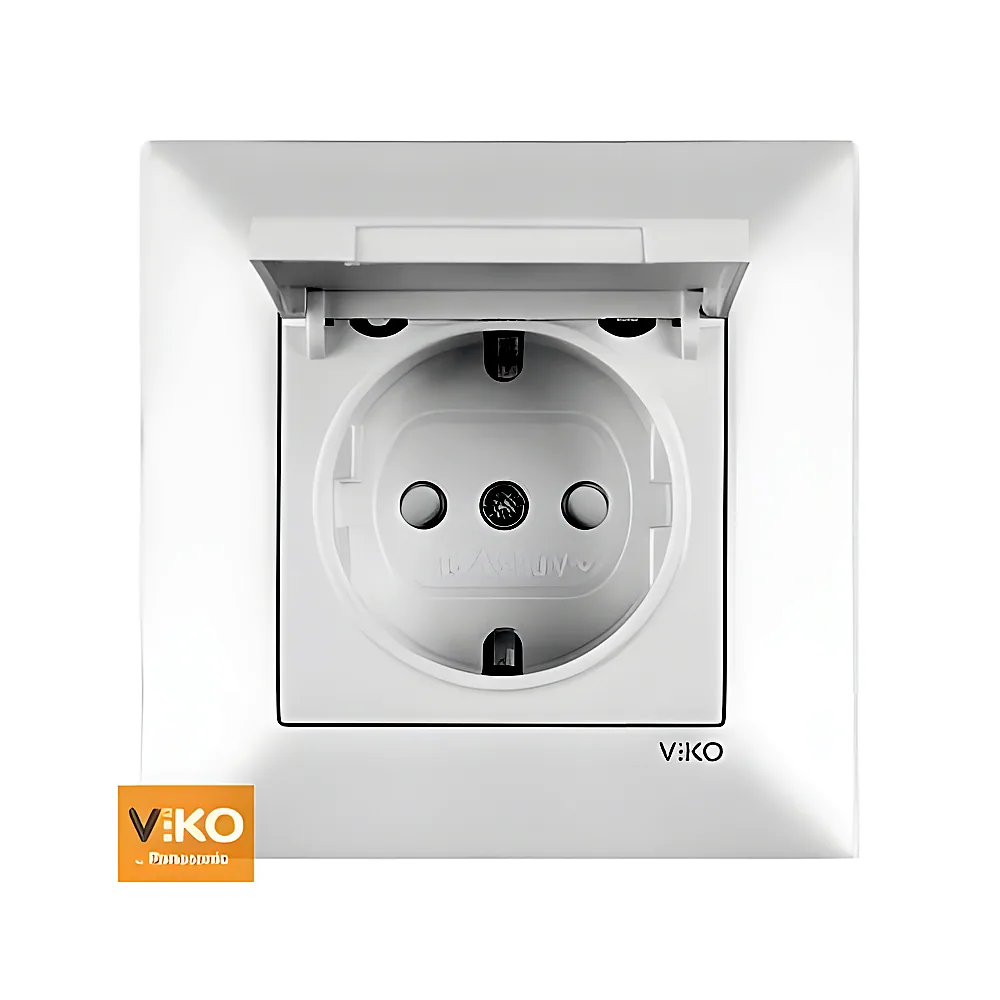 Розетка VI-KO Meridian з з/к та кришкою біла 90970012-WH