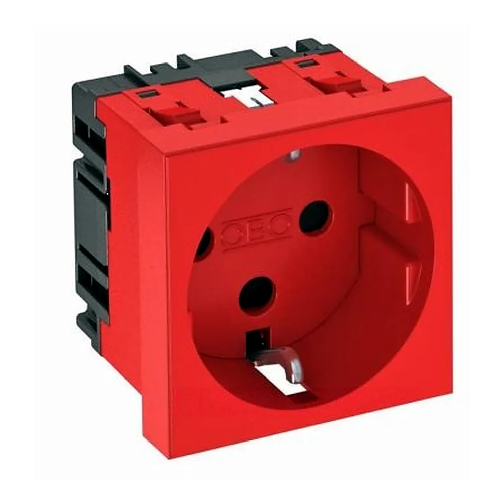Розетка OBO Bettermann Modul 45 з заземл. та шторками 250В 16А червона 6120014