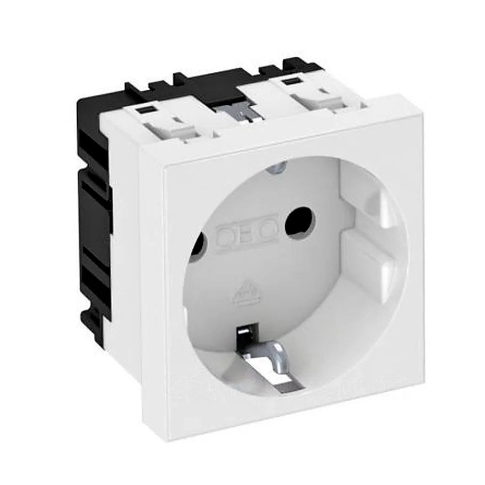 Розетка OBO Bettermann Modul 45 з заземл. та шторками 250В 16А біла 6120008
