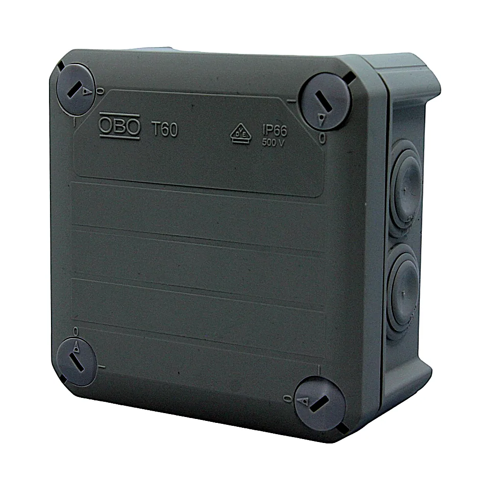 Коробка розподільча OBO Bettermann T 60 114x114x57 мм IP66 світлосіра 2007061