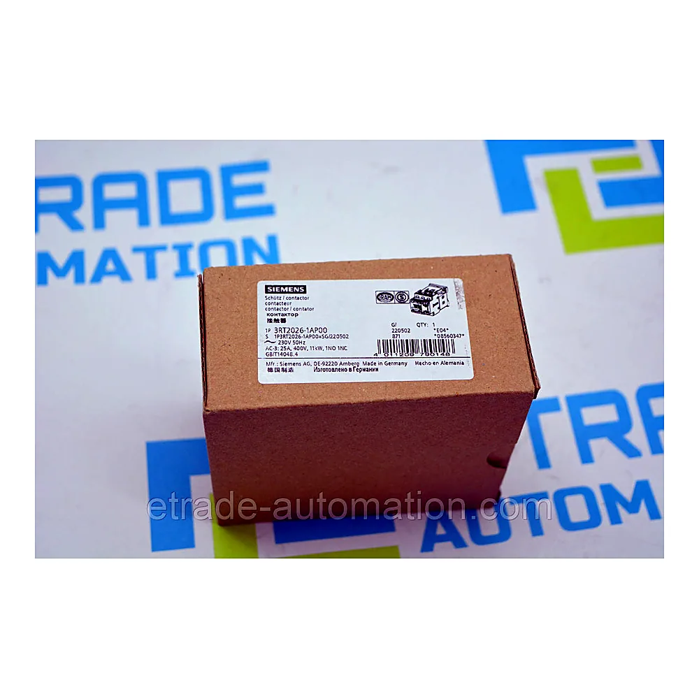 Силовий контактор Siemens S0 3P 25A 11 кВт 400V AC 3RT2026-1AP00