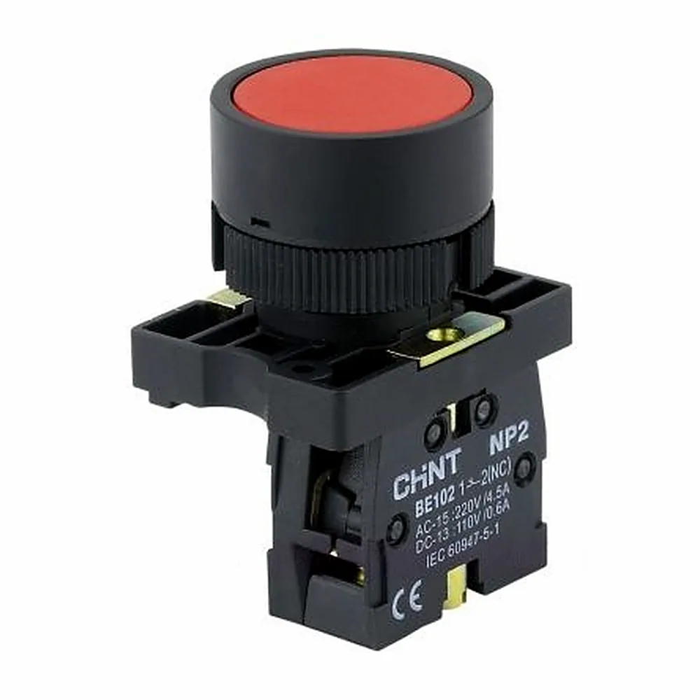 Кнопка пластикова NP2-EA42 без підсвітки червона 1NC IP40