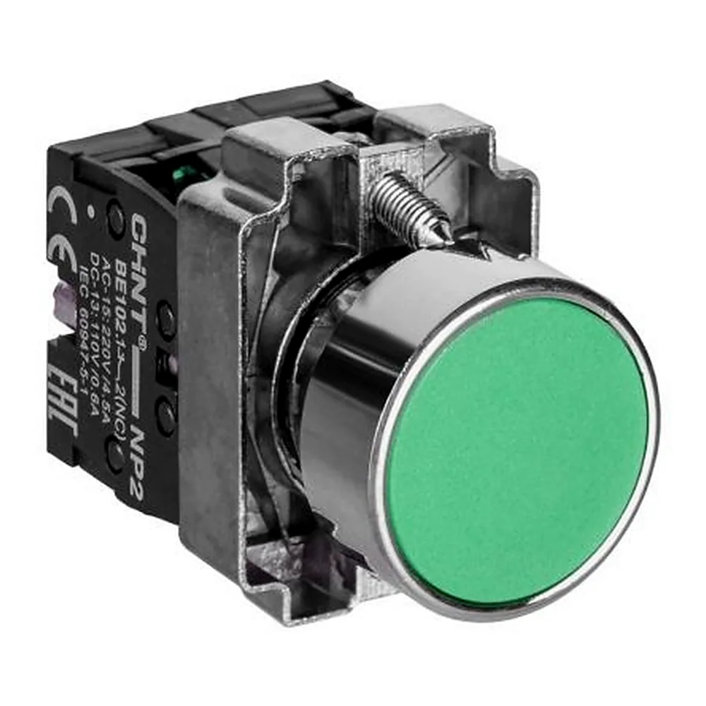 Кнопка CHINT NP2-BA35 без підсвітки зелена 1NO+1NC IP40 573964