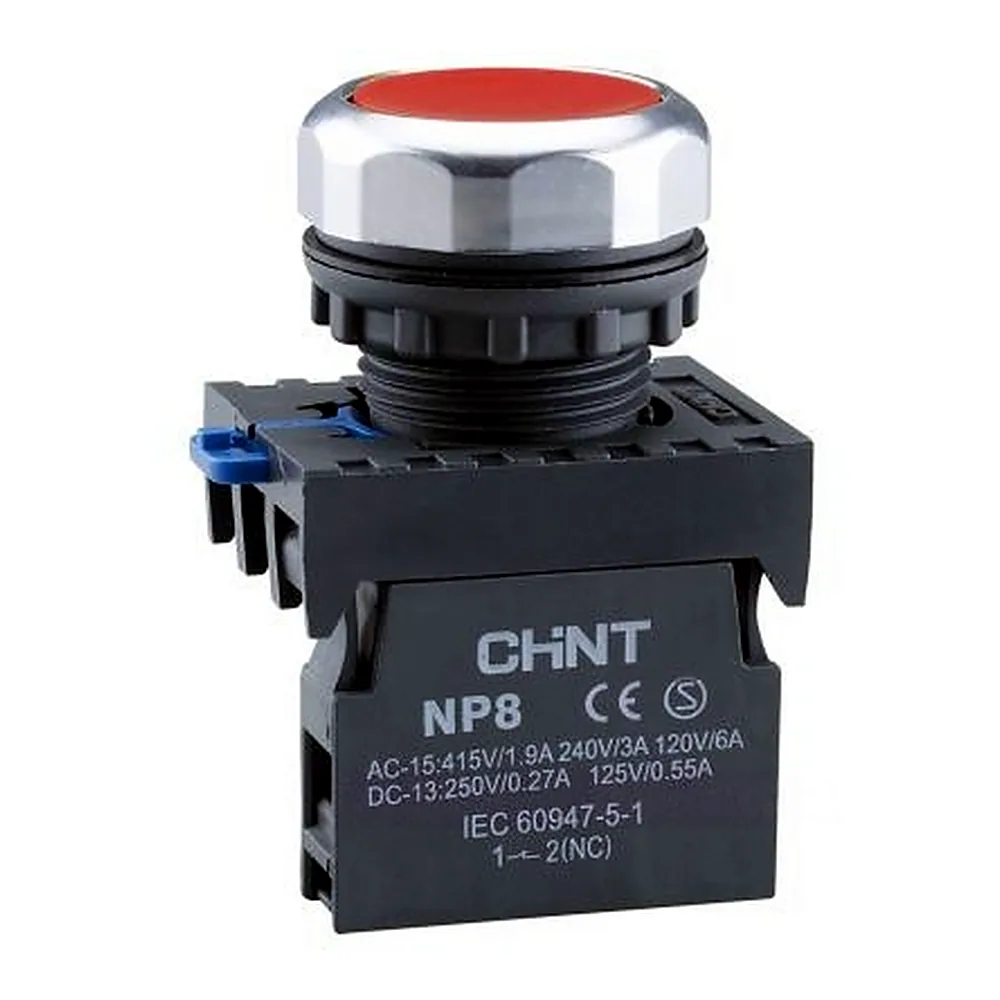 Кнопка CHINT NP8-10BN 1NO червона IP65 667233