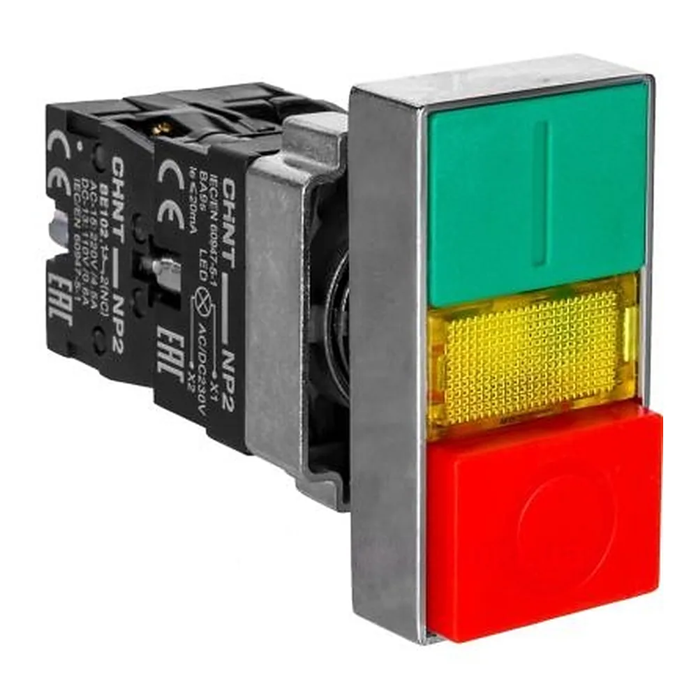 Подвійна кнопка CHINT NP2-BW8465 1NO+1NC AC230В LED IP40 574789