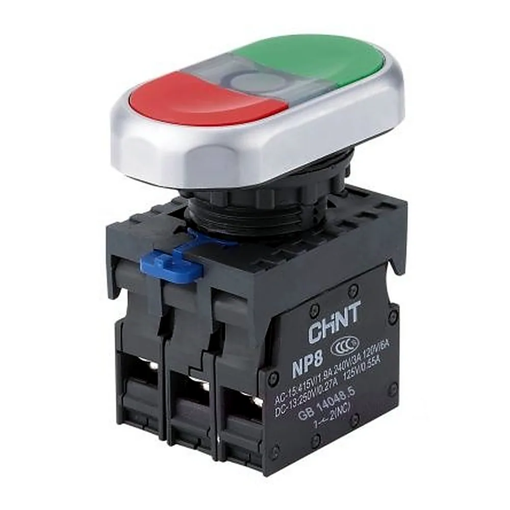 Подвійна кнопка NP8-11SD 1NO+1NC червона AC110В-220В(LED) IP65