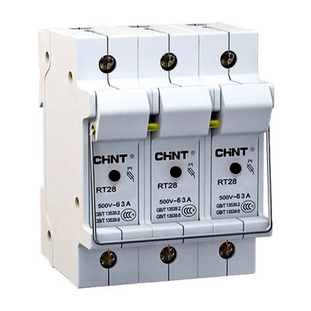 Тримач запобіжника CHINT RT28-63X 3P 63A 14x51mm індикатором 520517