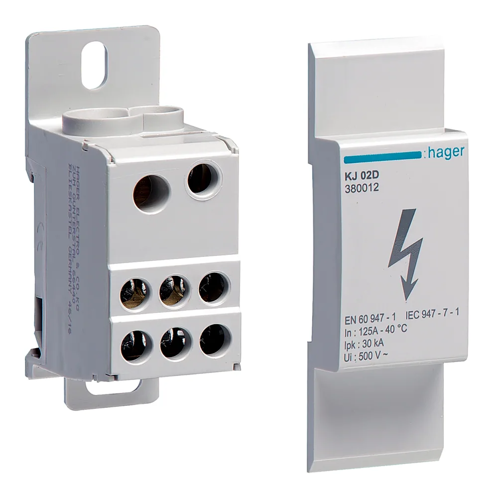 Блок розгалужуючий Hager KJ02D 125A 1x35 мм² 1x16 мм² 6x16 мм² KJ02D