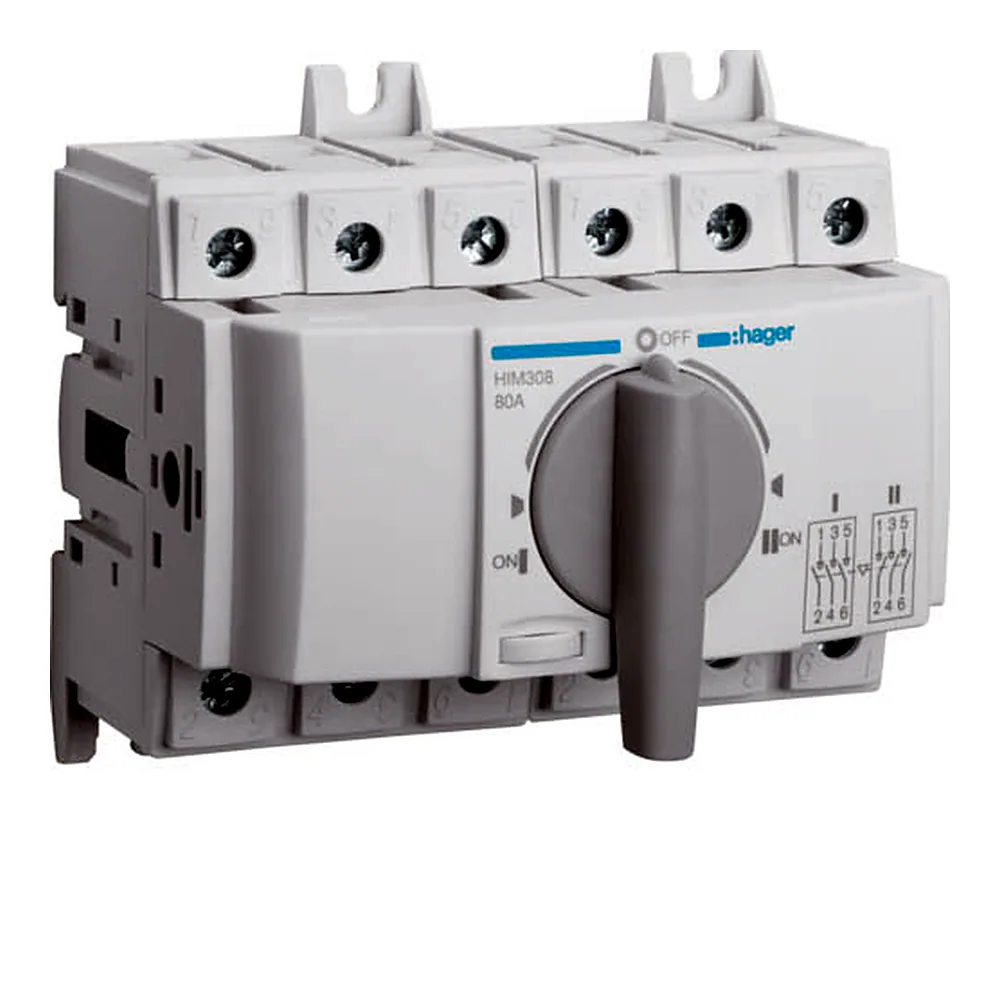 Перемикач Hager I-0-II 3P 80A HIM308
