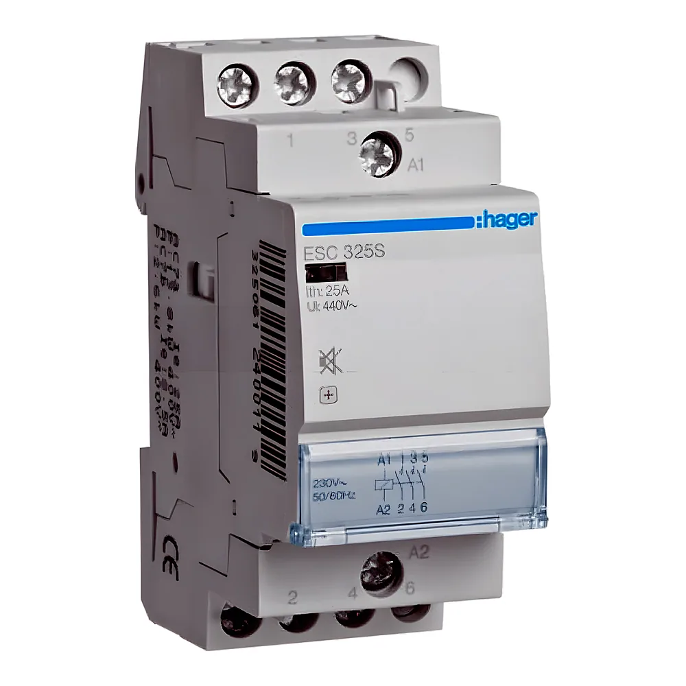 Модульний контактор безшумний 25 А 230 В 3NO Hager ESC325S
