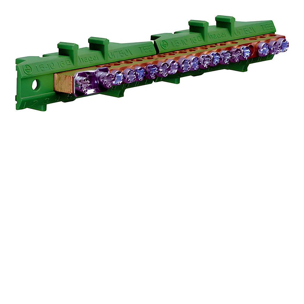 Клема захисна з тримачем 1х25+8x16+8x10мм, Hager