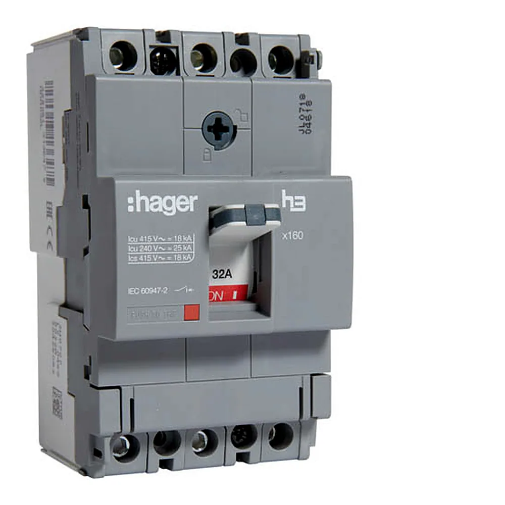 Автоматичний вимикач Hager x160 32A 3P 18kA HDA032L