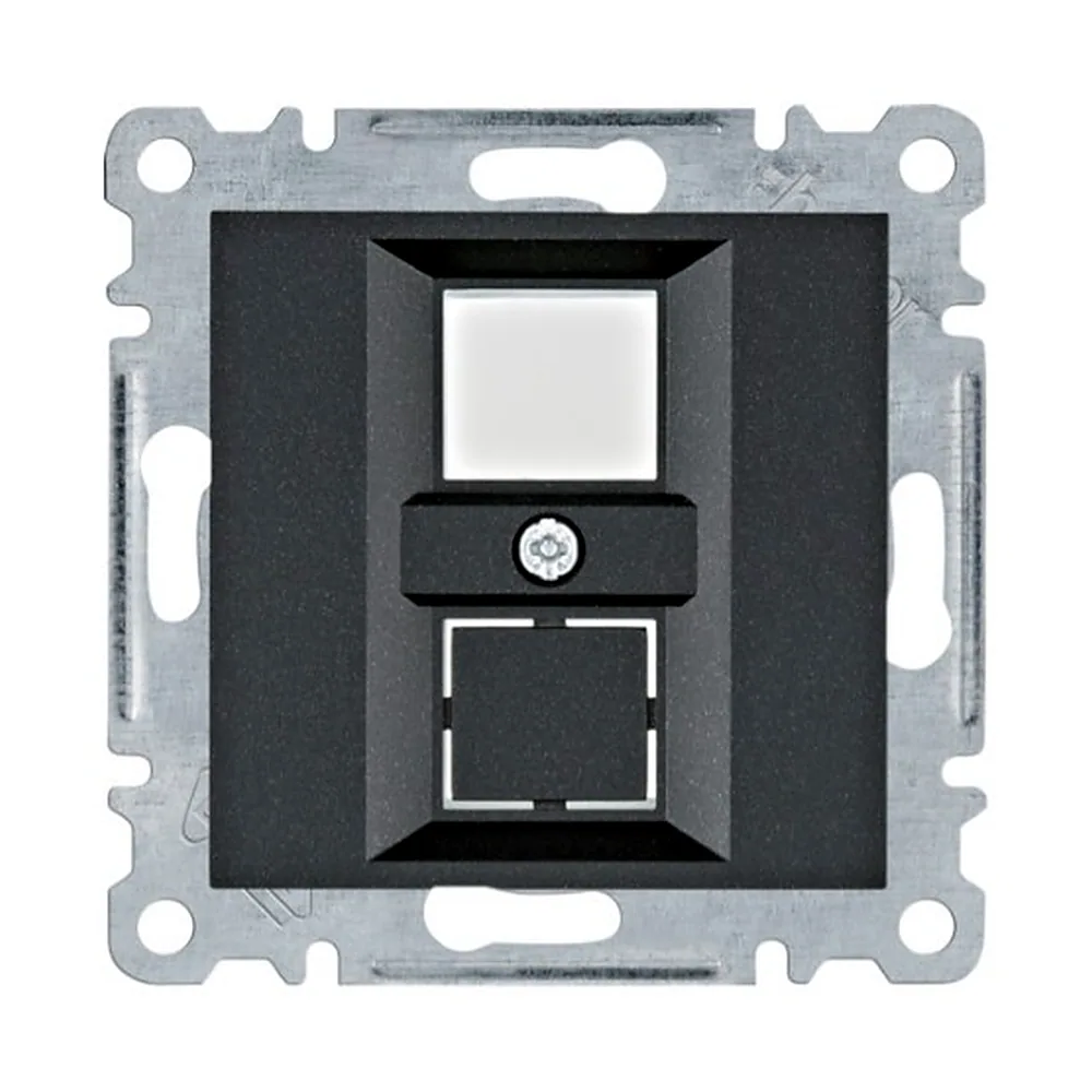 Панель Hager Lumina подвійна для RJ12/RJ45 чорна WL2323