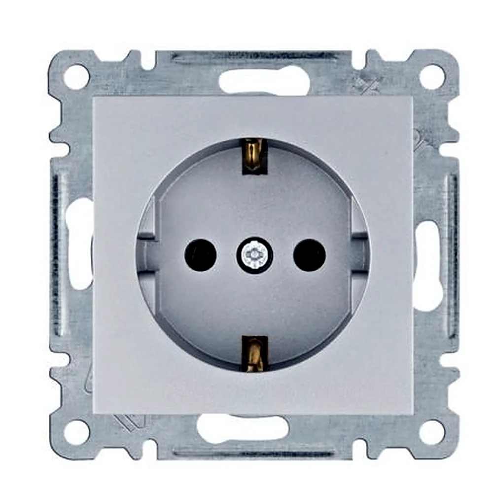 Розетка Hager Lumina з з/к 16А 230В срібна WL1052