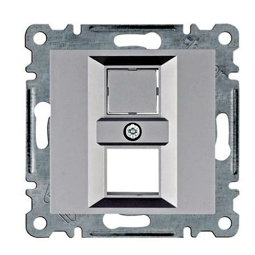 Панель Hager Lumina подвійна для RJ12/RJ45 срібна WL2322