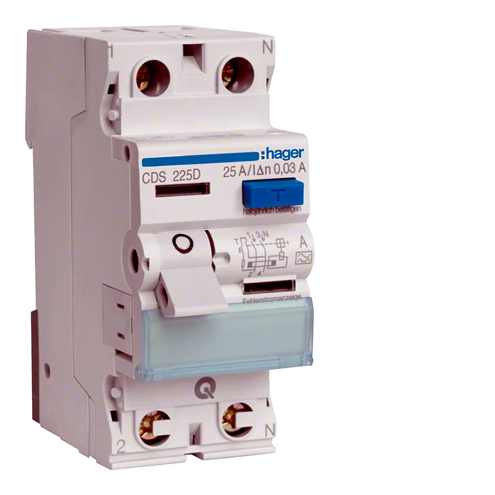 Пристрій захисного відключення Hager QC 2P 25A 30mA A CDS225D