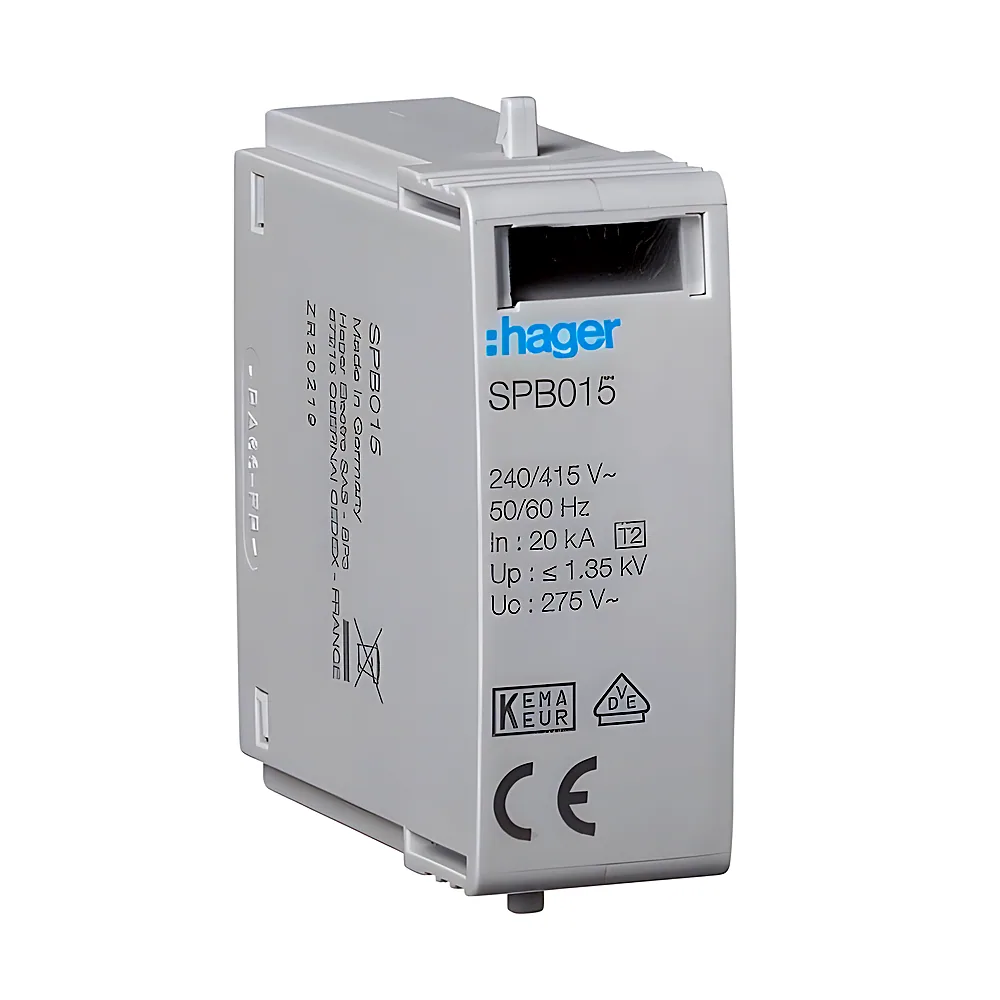 Розрядник Hager SPB413 T2 4P 40kA TT TNS індикація