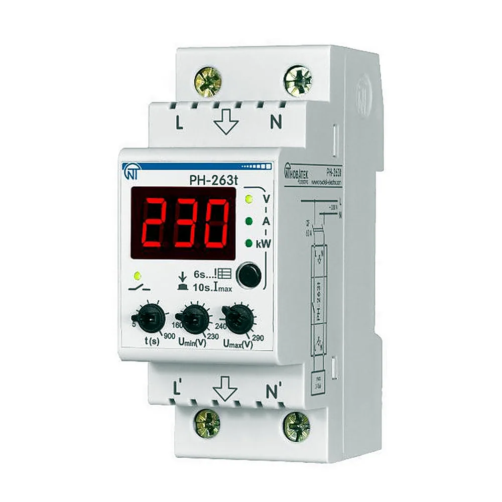 Реле контролю напруги НОВАТЕК РН-263Т 63A 220V NTRN263T2