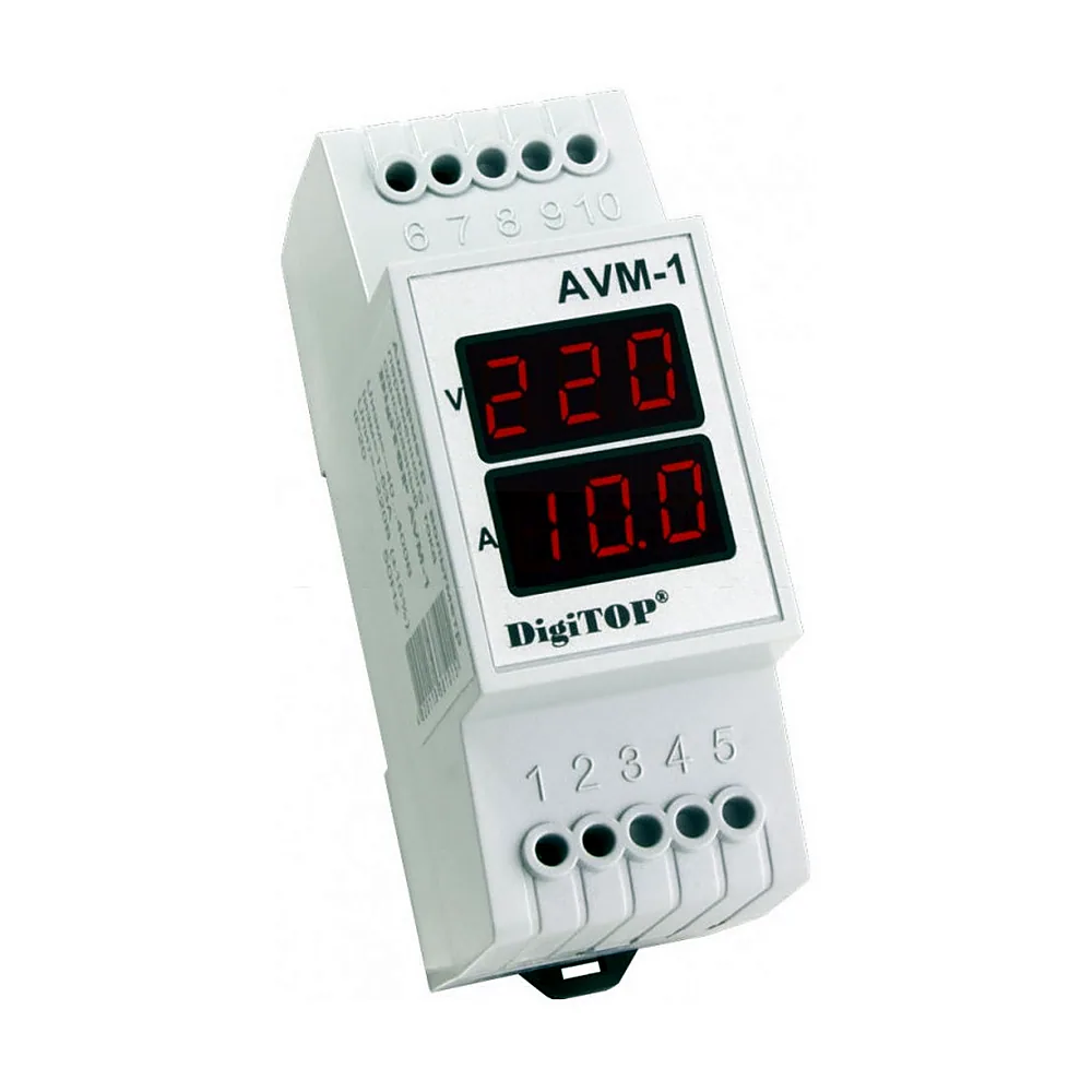 Амперметр DigiTOP AVM-1 однофазний 100-400В 1-63А AVM-1
