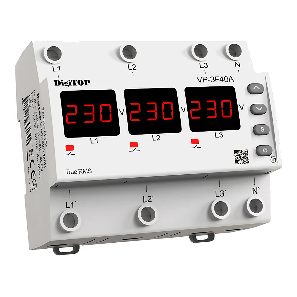 Реле напруги трифазне 40 А DigiTOP VP-3F40A M6R