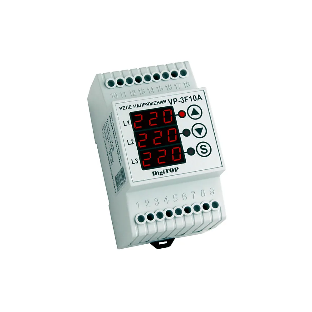 Реле напруги DigiTOP VP-3F10A трифазне 10A