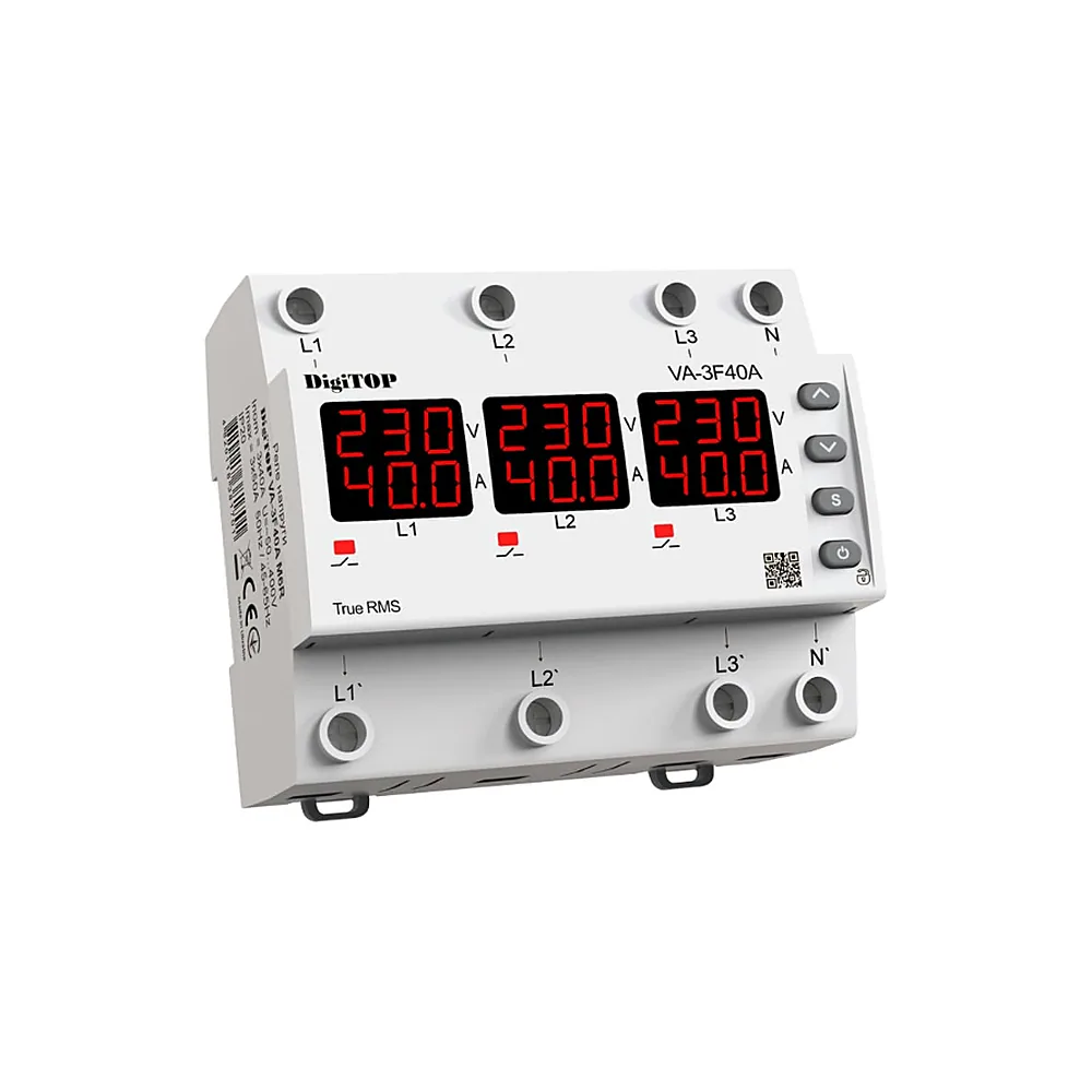 Реле напруги та струму DigiTOP VA-3F40A M6R трифазне