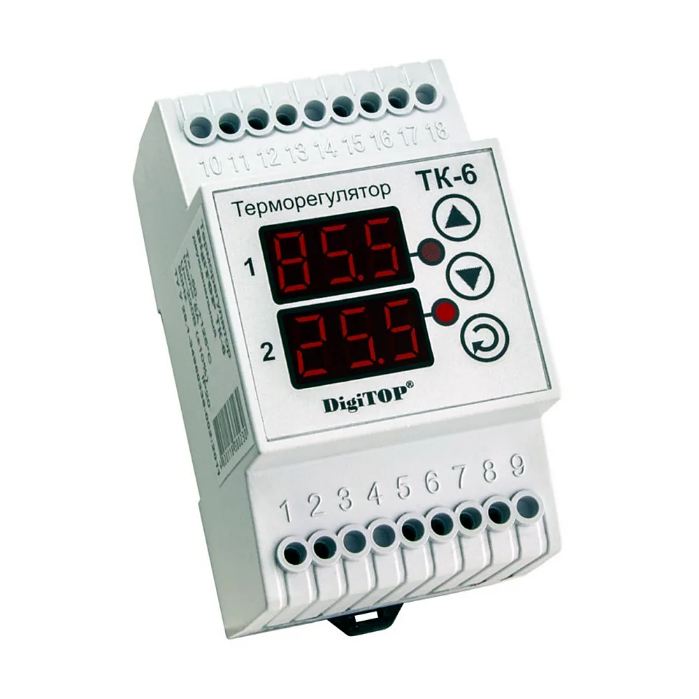 Терморегулятор DigiTOP ТК-6 двоканальний з датчиком DS18B20 DIN ТК-6
