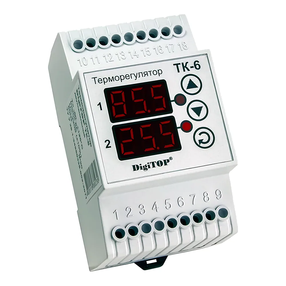 Терморегулятор двоканальний з датчиком DS18B20 DIN DigiTOP ТК-6