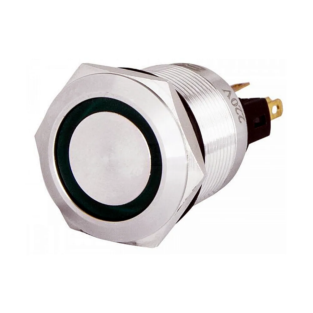 Кнопка АсКо TYJ 22-371 220V зелена з підсвіткою з фіксацією 1NO+1NC A0140010135