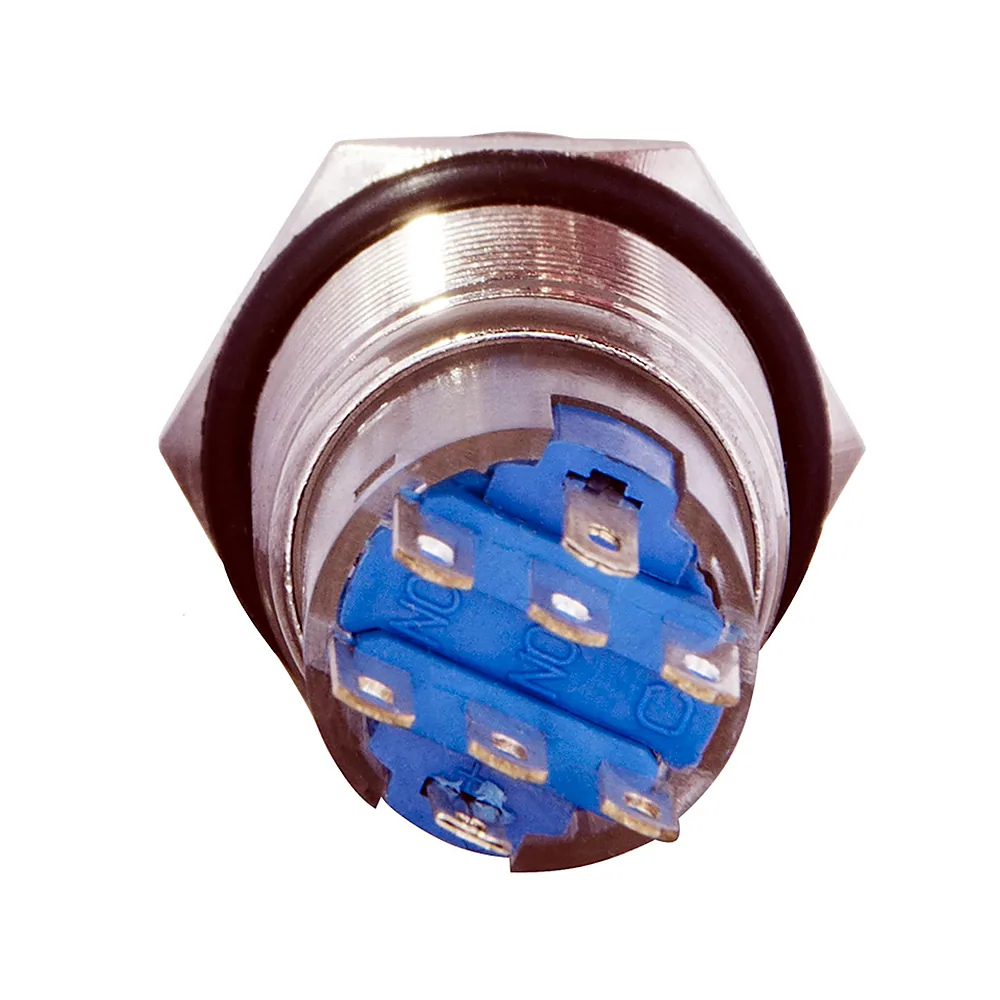 TYJ 19-272 220V жовта Кнопка метал. з підсв. 2NO+2NC, АсКо