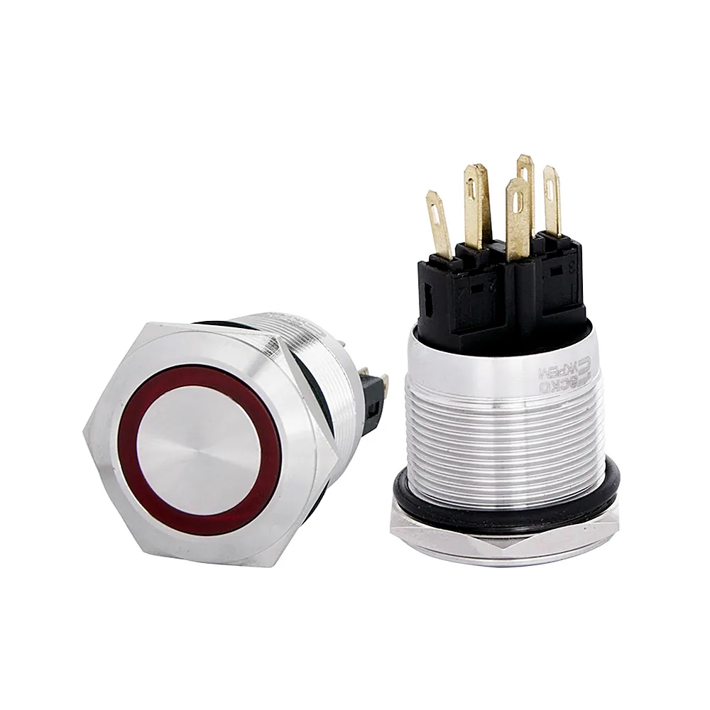 TYJ 22-271 220V червона Кнопка метал. з підсв. 1NO+1NC, АсКо