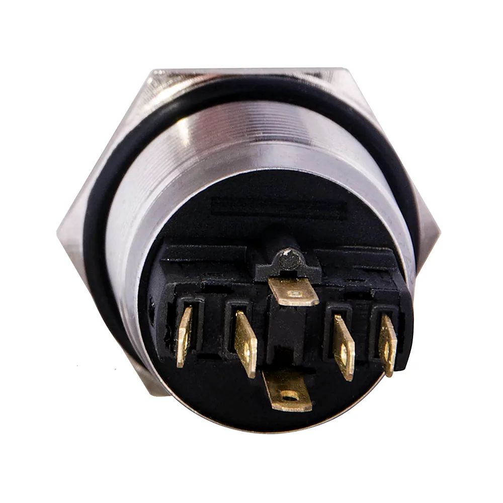 TYJ 22-371 220V червона Кнопка метал. з підсв., з фіксац. 1NO+1NC, АсКо