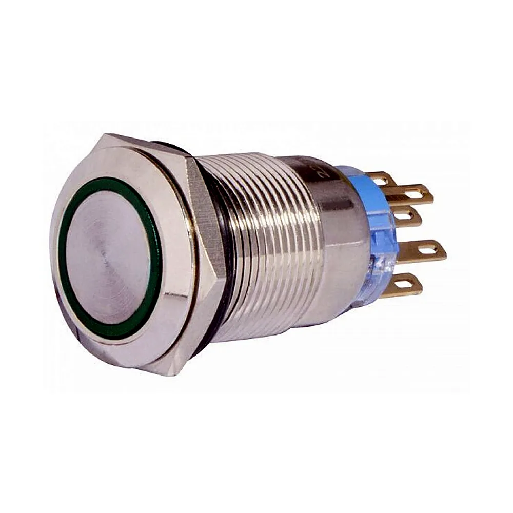 Кнопка АсКо TYJ 19-372 220V зелена з підсвіткою з фіксацією 2NO+2NC A0140010122