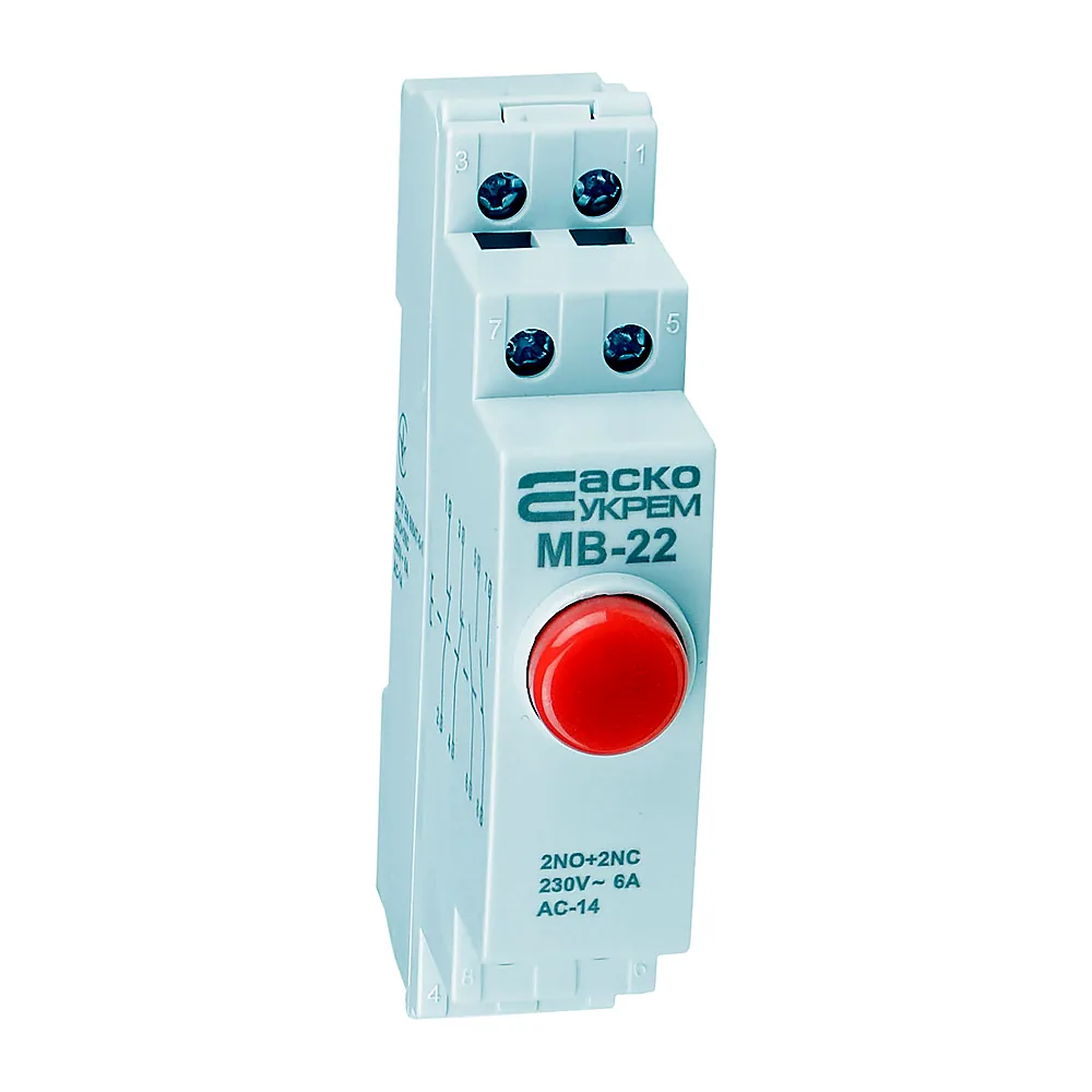Кнопка МВ-22 230V АС без фіксації червона