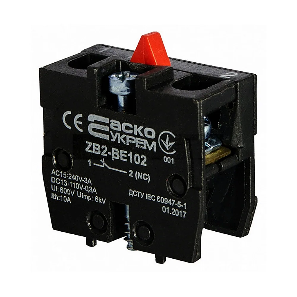 Додатковий контакт АсКо ZB2-BE102 N/C для постів A0140010028