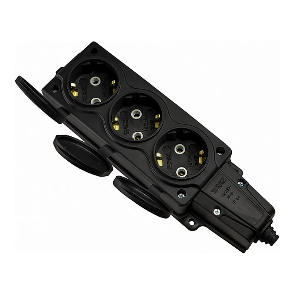 Колодка АсКо КК 2P+PE 3-місна 16A каучукова A0250010009