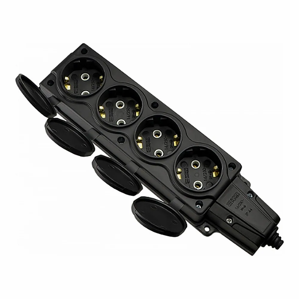 Колодка АсКо КК 2P+PE 4-місна 16A каучукова A0250010010