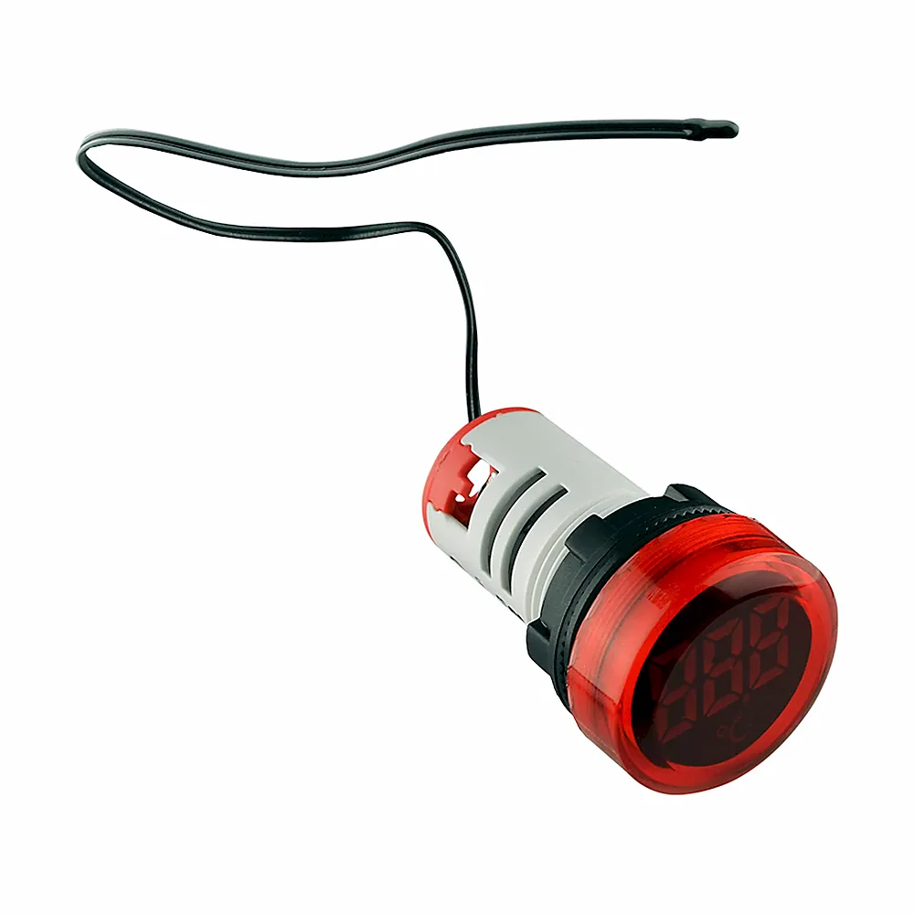 Круглий цифровий вимірювач температури ED16-22WD  -25°С - 150°С (червоний), АсКо
