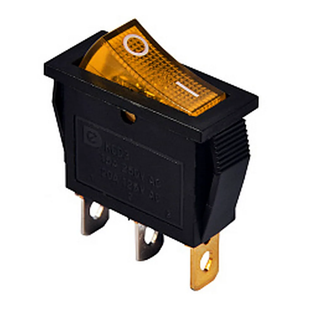 Перемикач АсКо KCD3-101N 1-кл з підсвіткою жовтий A0140040029