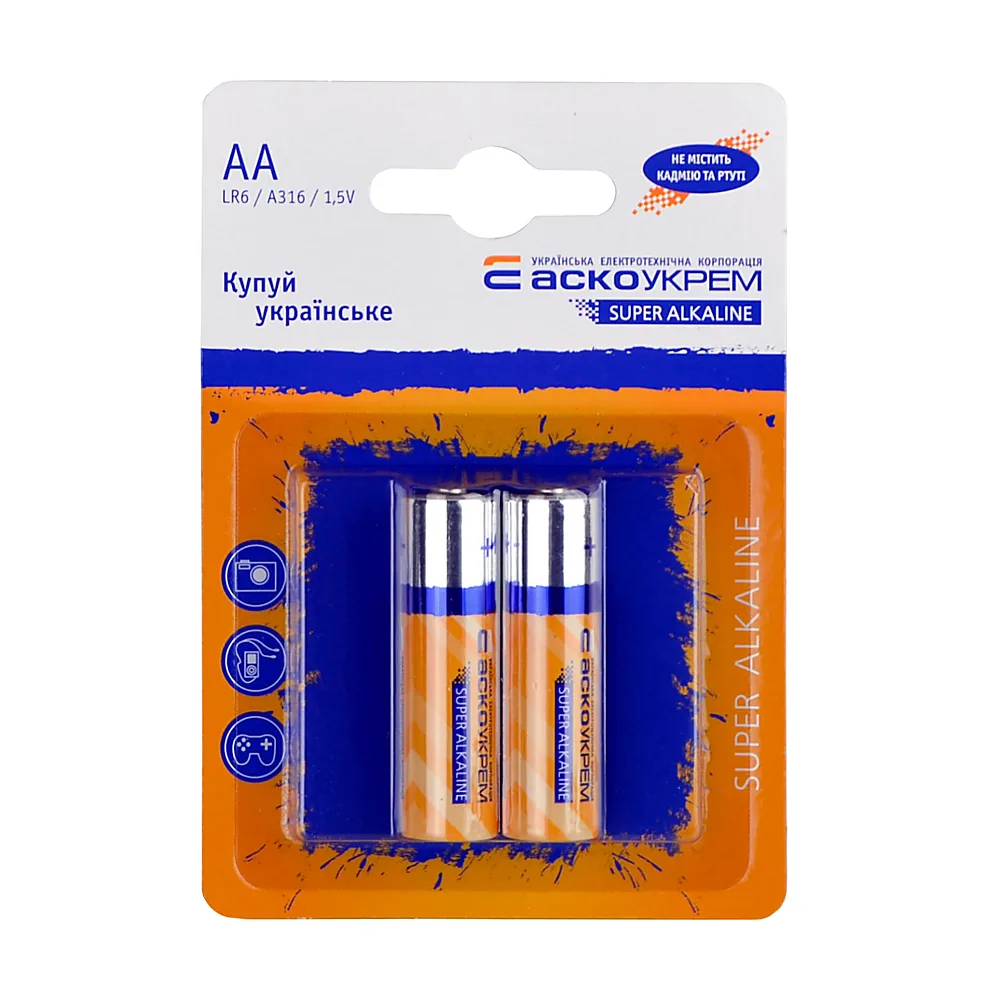 Батарейка лужна АсКо LR6 AA 2 шт Аско.LR6.BL2