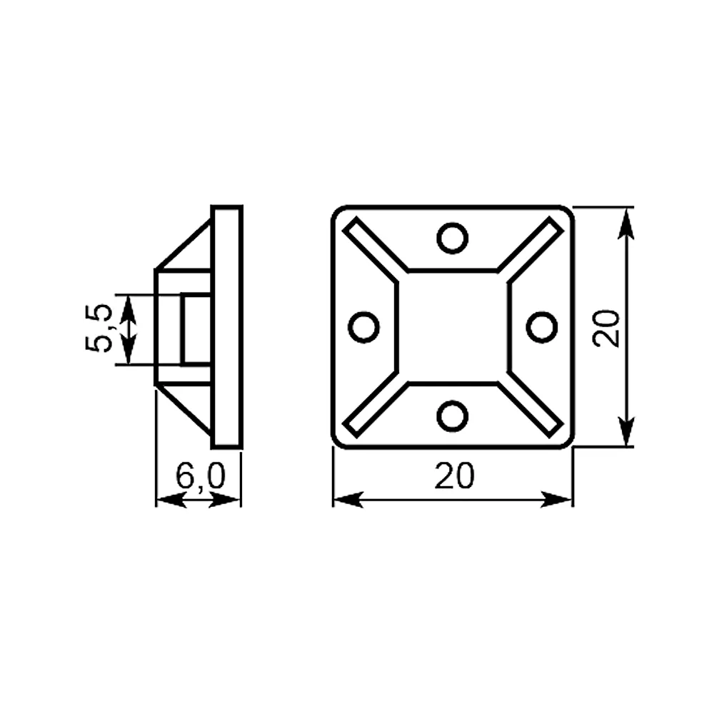 Майданчик самоклейний АсКо 20x20 мм чорний A0150090107
