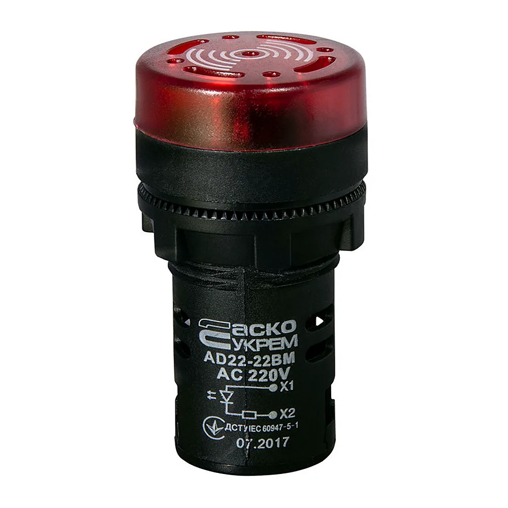 Зумер АсКо AD22-22 BM/r 220V AC червоний A0140030159